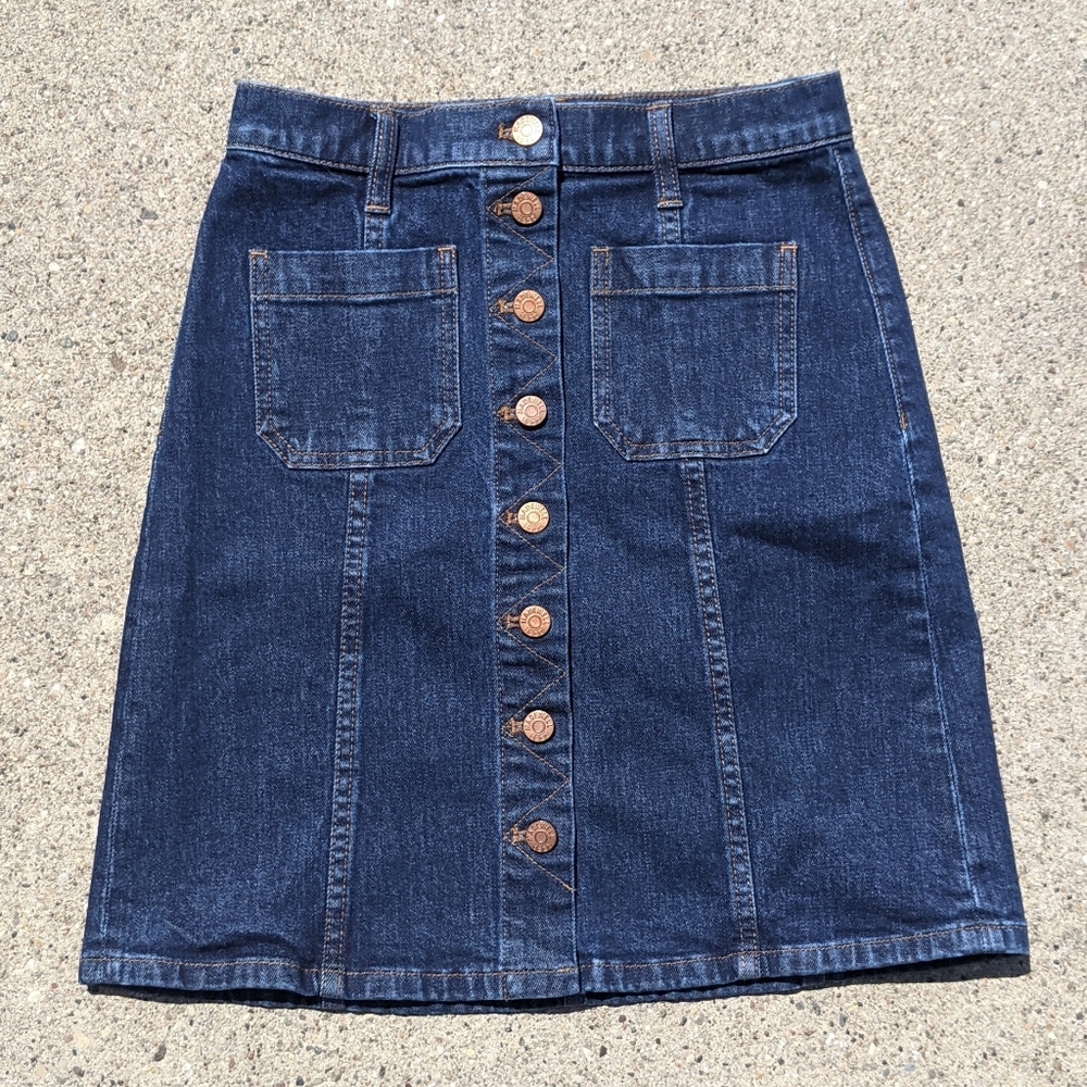 Madewell Button Front Stretch Denim Skirt 4/26"